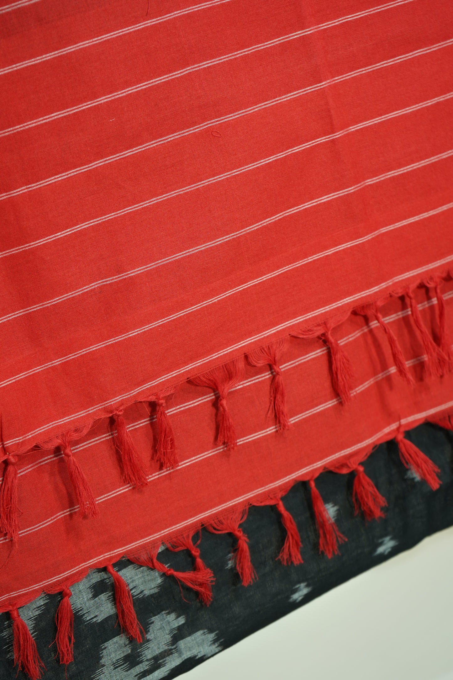 Premium Red and Black IKKAT Prints Dupatta Cotton Fabric