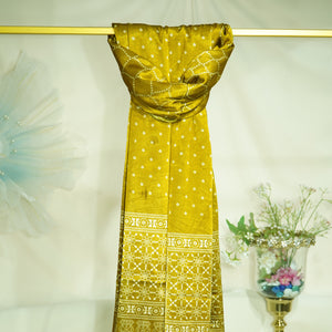 Mustard Floral Dupatta Mashru Silk Fabric