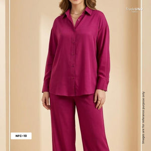Magenta Pink Solid Chinon Fabric NFC-10 - TradeUNO