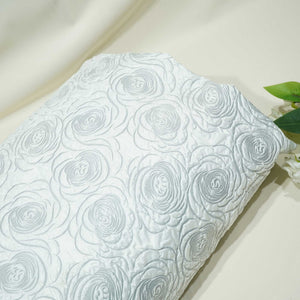 White & Black Floral Print Satin AFC-11186