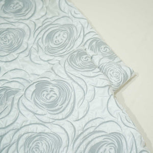 White & Black Floral Print Satin AFC-11186