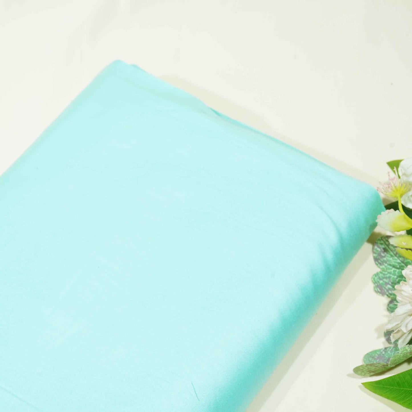 Aqua Blue Solid Cotton Satin MSMR-11236