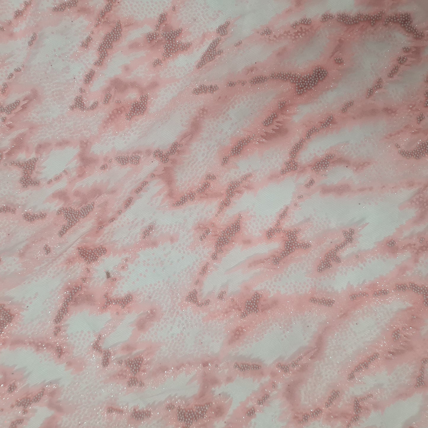 Pink Beads Imported Shimmer Embroidery Net Fabric