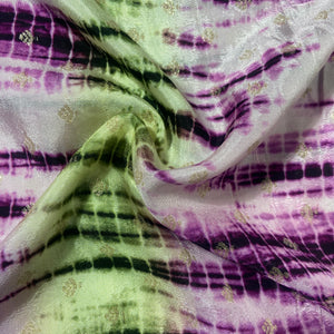 Purple & Yellow Shibhori Print Russian Jacquard Fabric