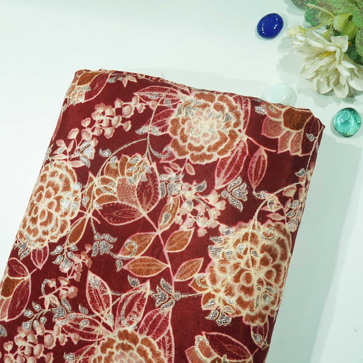 Pink & Multicolor Floral Dola Silk Jacquard BJ-12971