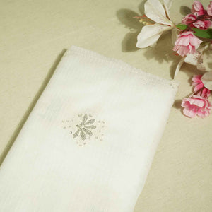 White Floral Sequence Embroidery Dyeable Organza Kotta MS-12977