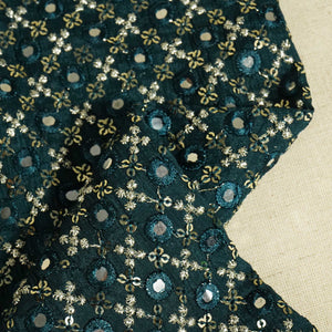 Dark Green Mirror Work Sequence Embroidery Chinnon VF-13070
