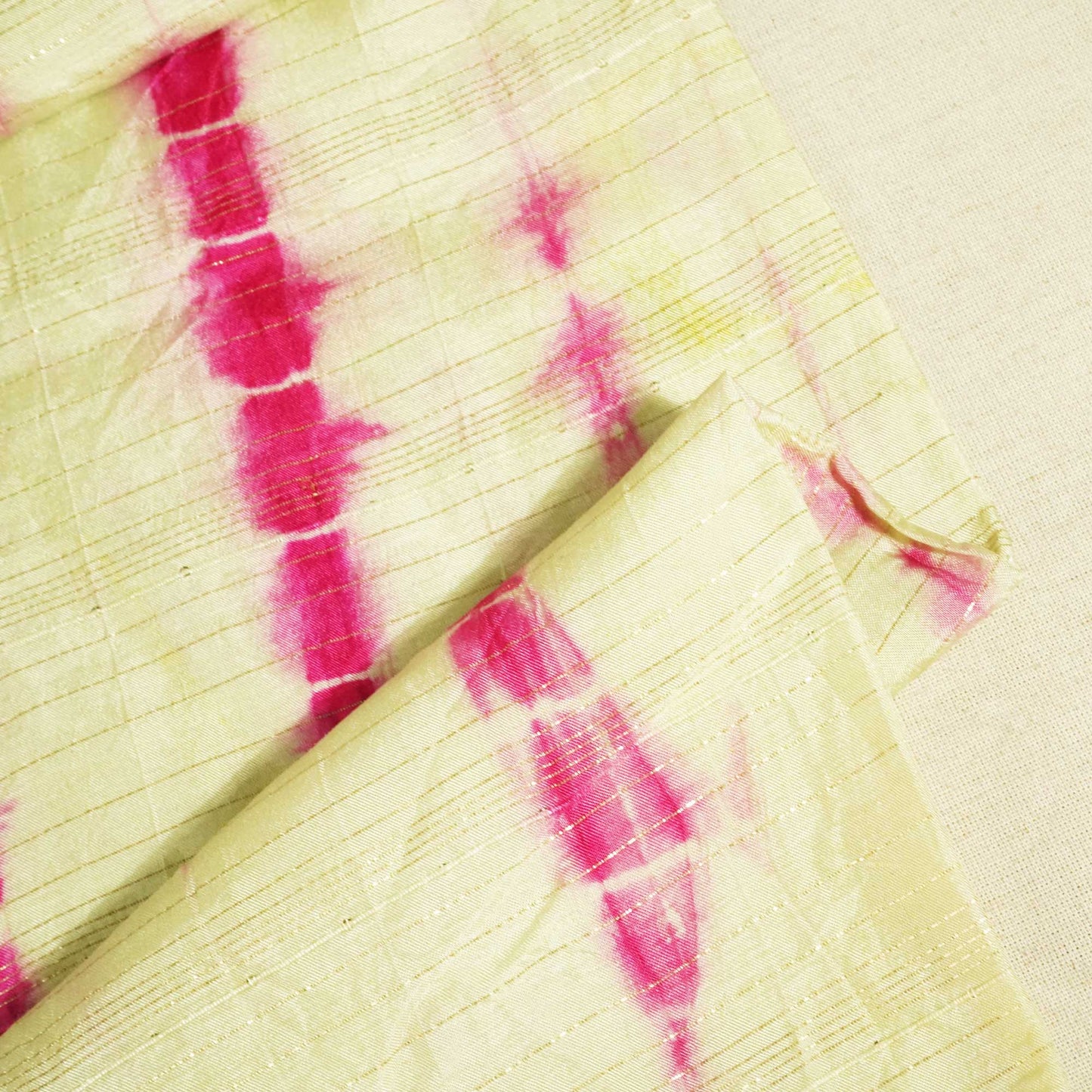 Ivory & Pink Shibhori With Lurex Silk VF-13078