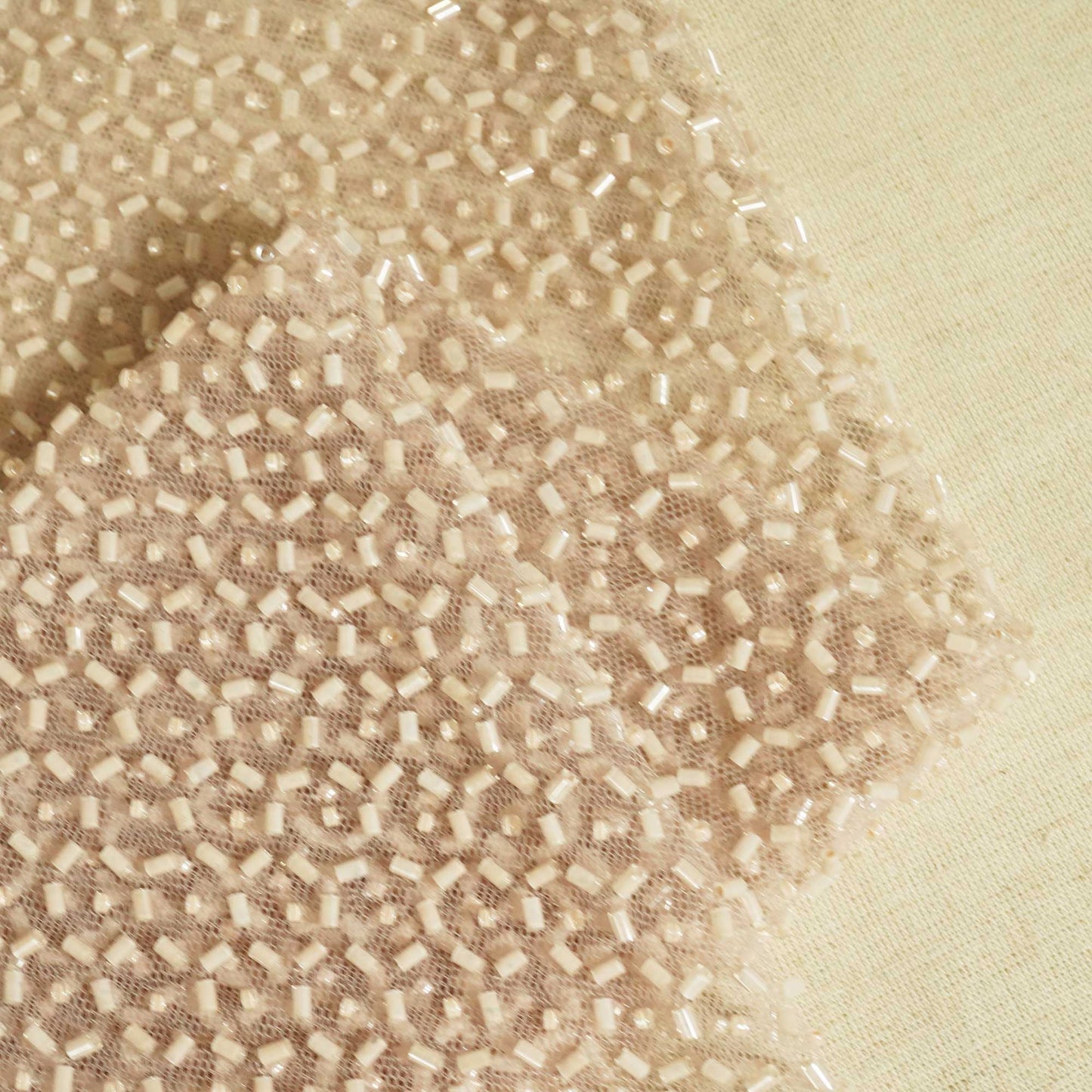 Peach Pink Imported Beads Embroidery Net CF-13292