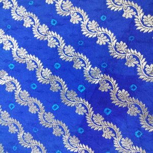 Blue Zari bandhej Jacquard Silk NH-13362