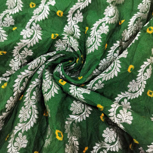 Dark Green Zari bandhej Jacquard Silk NH-13365