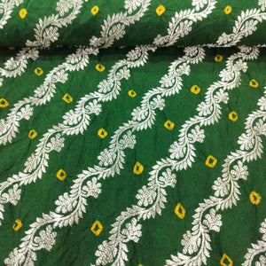 Dark Green Zari bandhej Jacquard Silk NH-13365