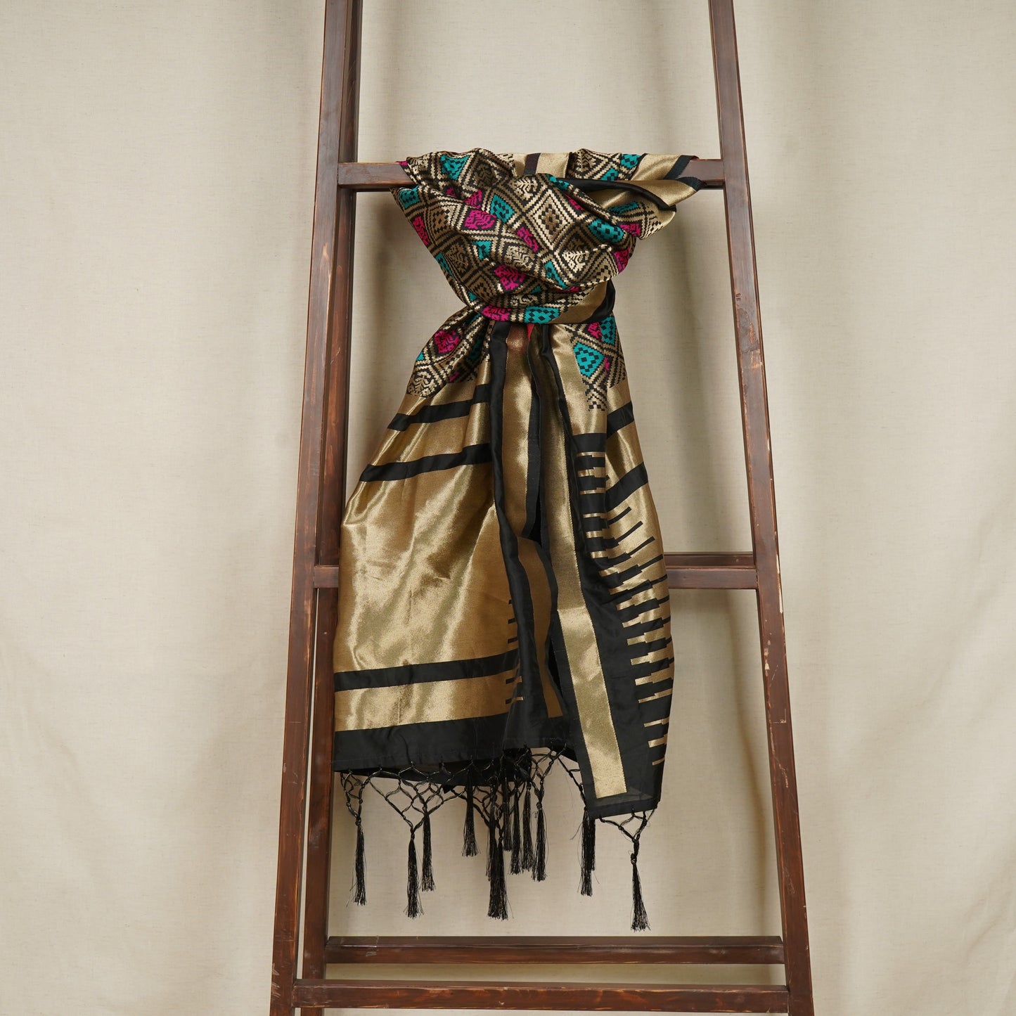 Premium Black Geometrical Print Banarsi Jacquard Dupatta