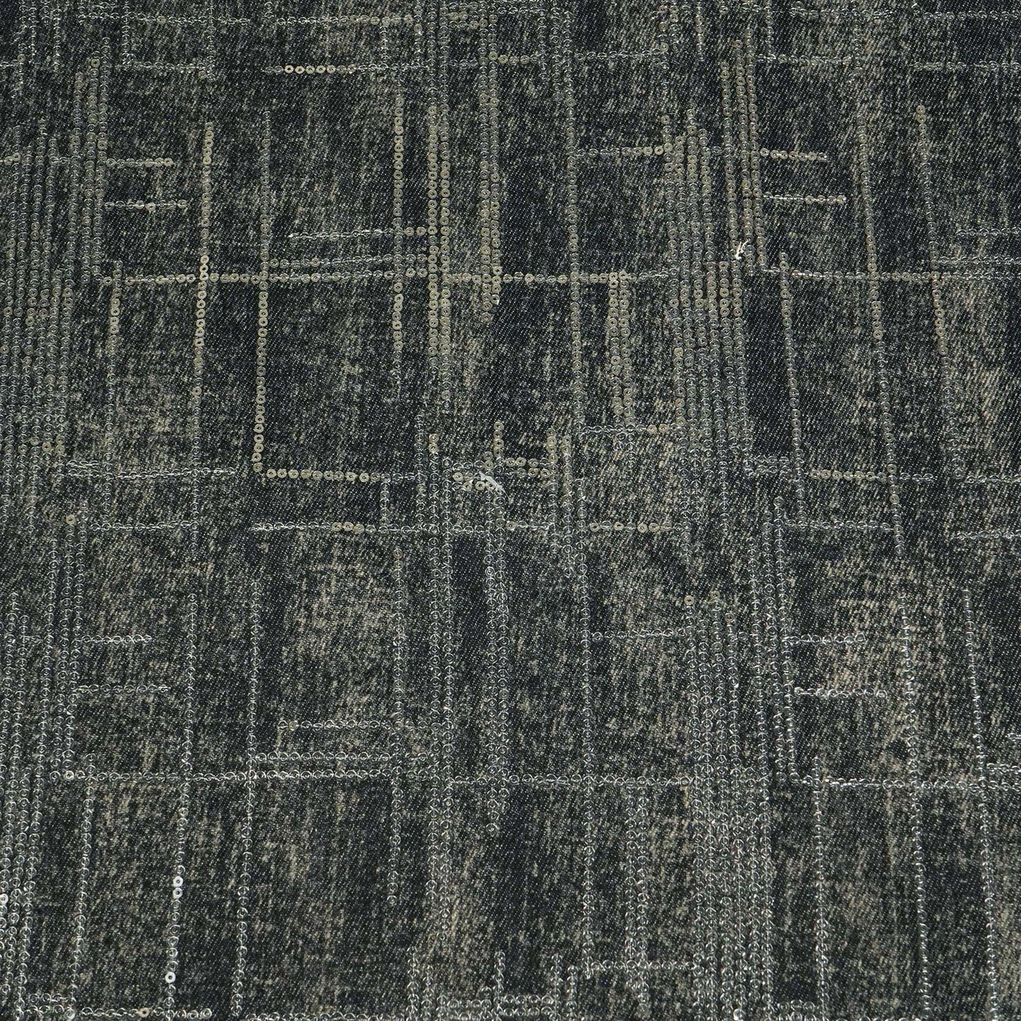 Black Abstract Sequence Embroidery Denim TU-14395