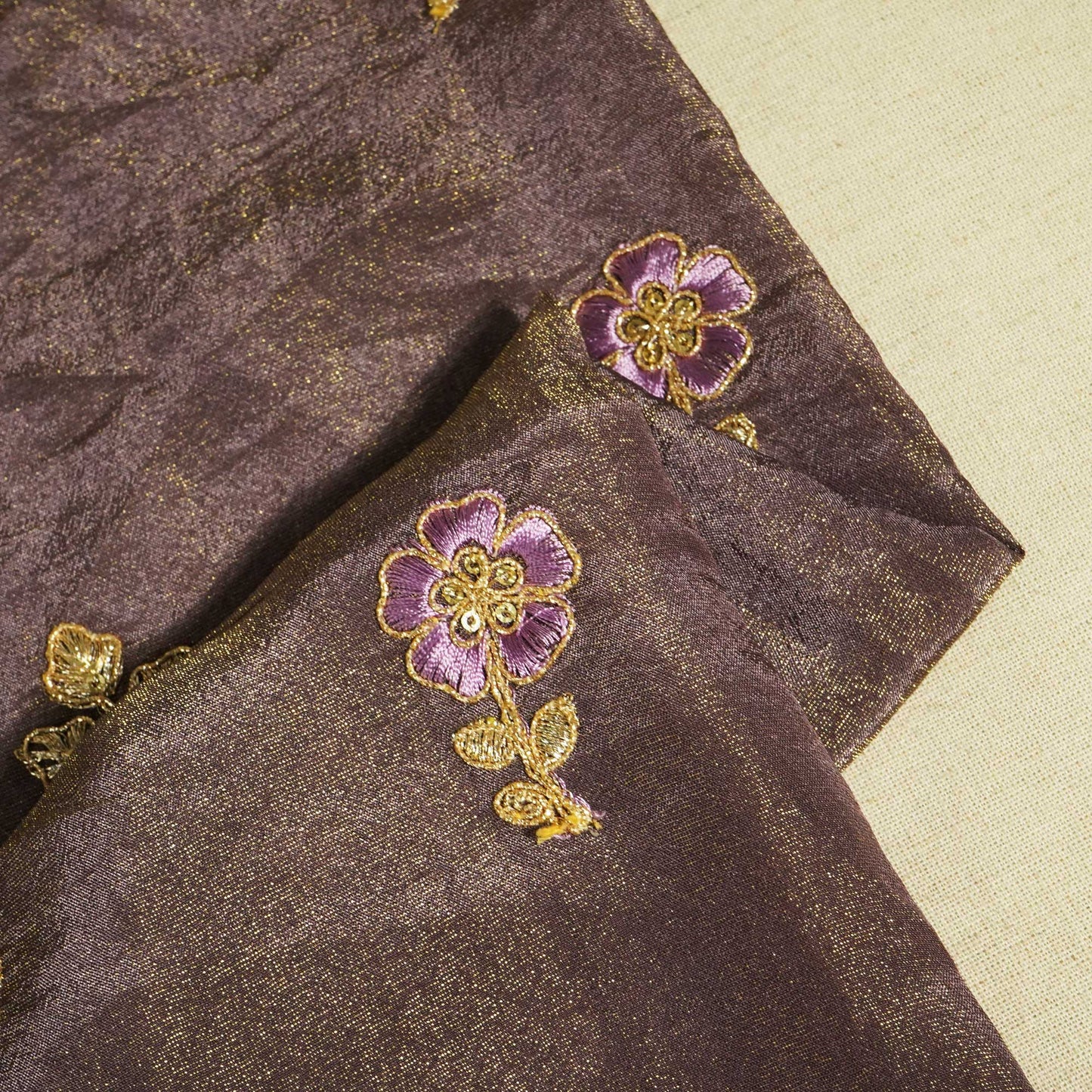 Purple Floral Buta Zari Embroidery Tissue Organza JD-14467