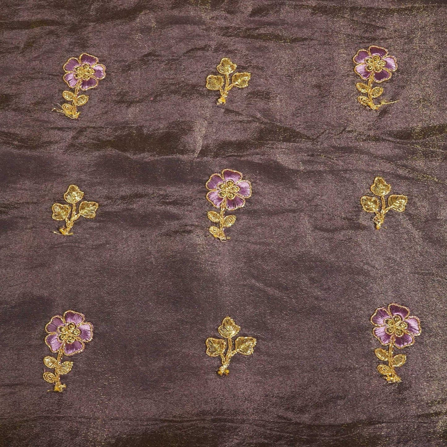 Purple Floral Buta Zari Embroidery Tissue Organza JD-14467