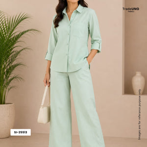 Sea Green Solid Poplin Fabric SI-25513 - TradeUNO