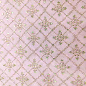 Pink Floral Foil Print Silk VC-14913