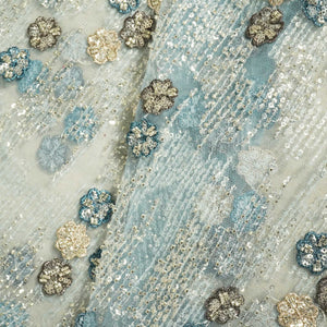 Sky Blue Abstract Thread Cut Dana Handcrafted Embroidery Net CF-15134