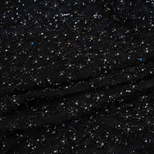 Premium Black Rice Beads CutDana Handcrafted Embroidery Net Fabric - TradeUNO