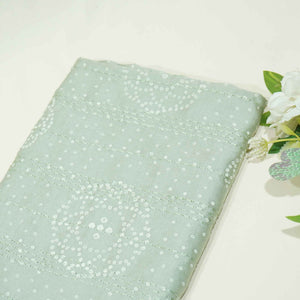 Olive Green Bandhani Kantha Work Mini Silk VC-15408