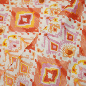 Orange Multicolor Ikkat Print Bemberg Gajji Silk GT-15563