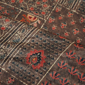 Brown Multicolor Abstract Print Bemberg Gajji Silk GT-15572