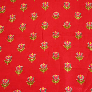 Red Floral Print Bemberg Gajji Silk GT-15583