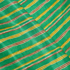 Green Yellow Stripes Floral Print Bemberg Gajji Silk GT-15586