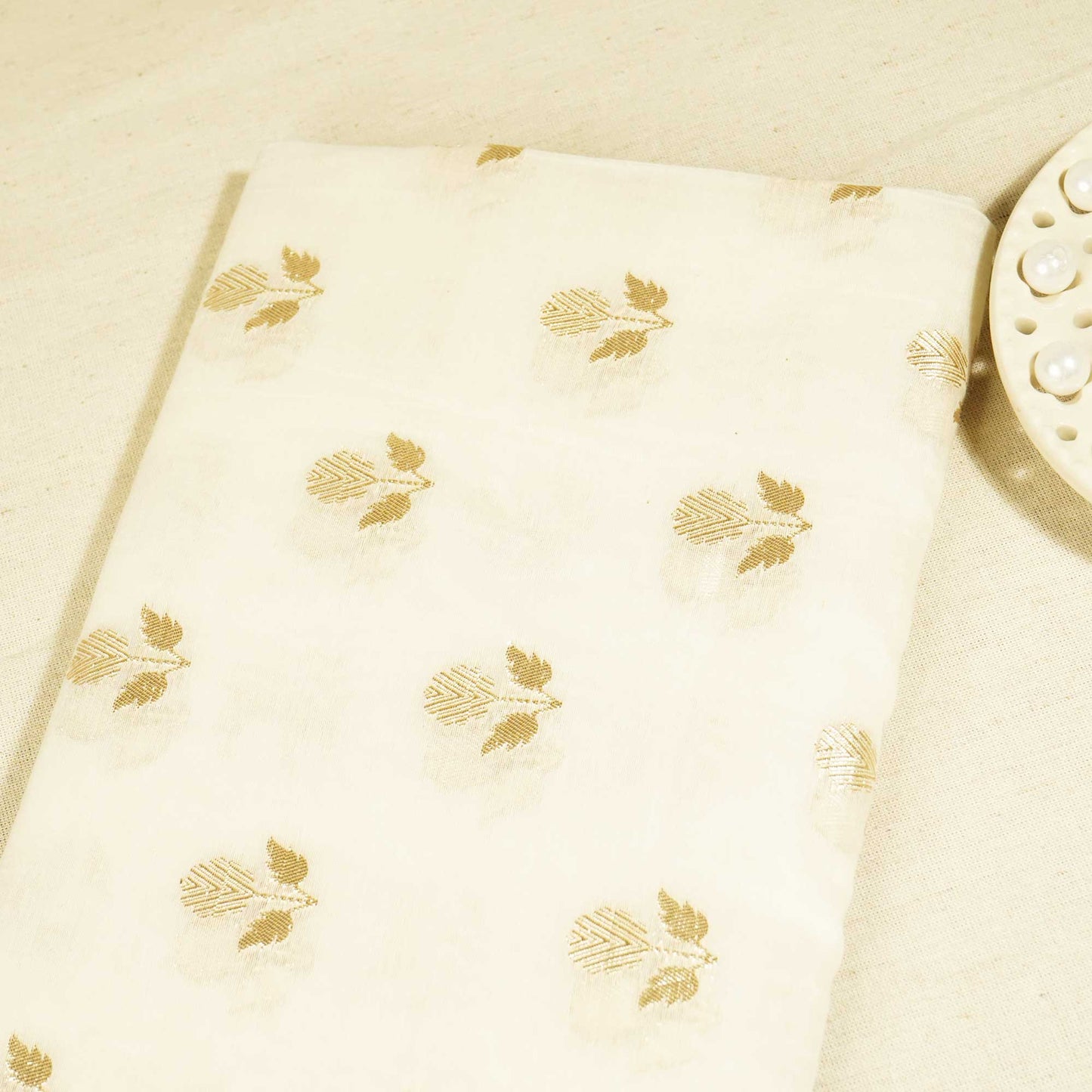Off White Buti Zari Dyeable Chanderi KRE-15620