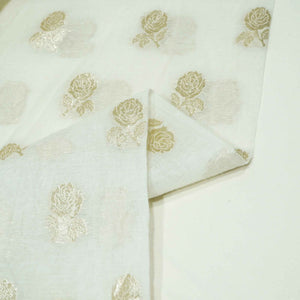 Off White Floral Buti Dyeable Chanderi KRE-15622