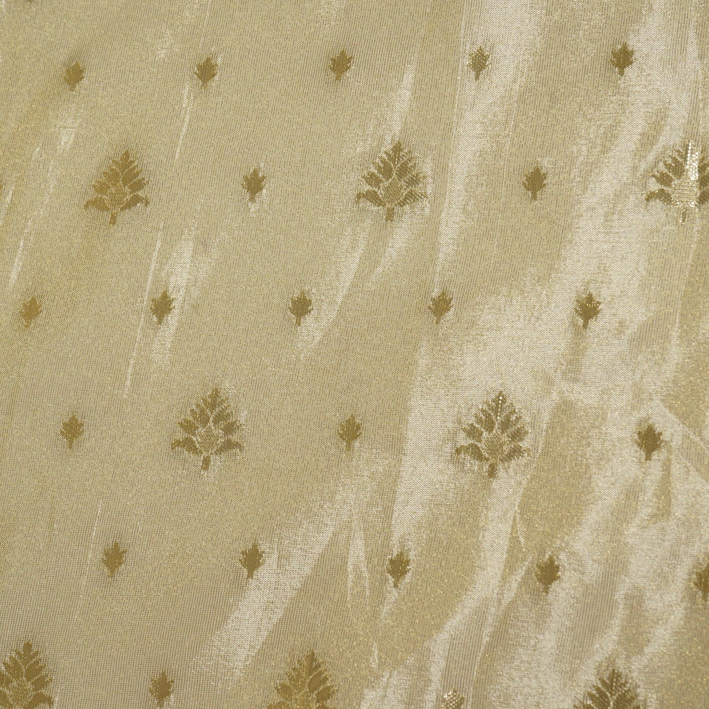 Gold Zari Embroidery Sequins Border Work Viscose Tissue DF-15709