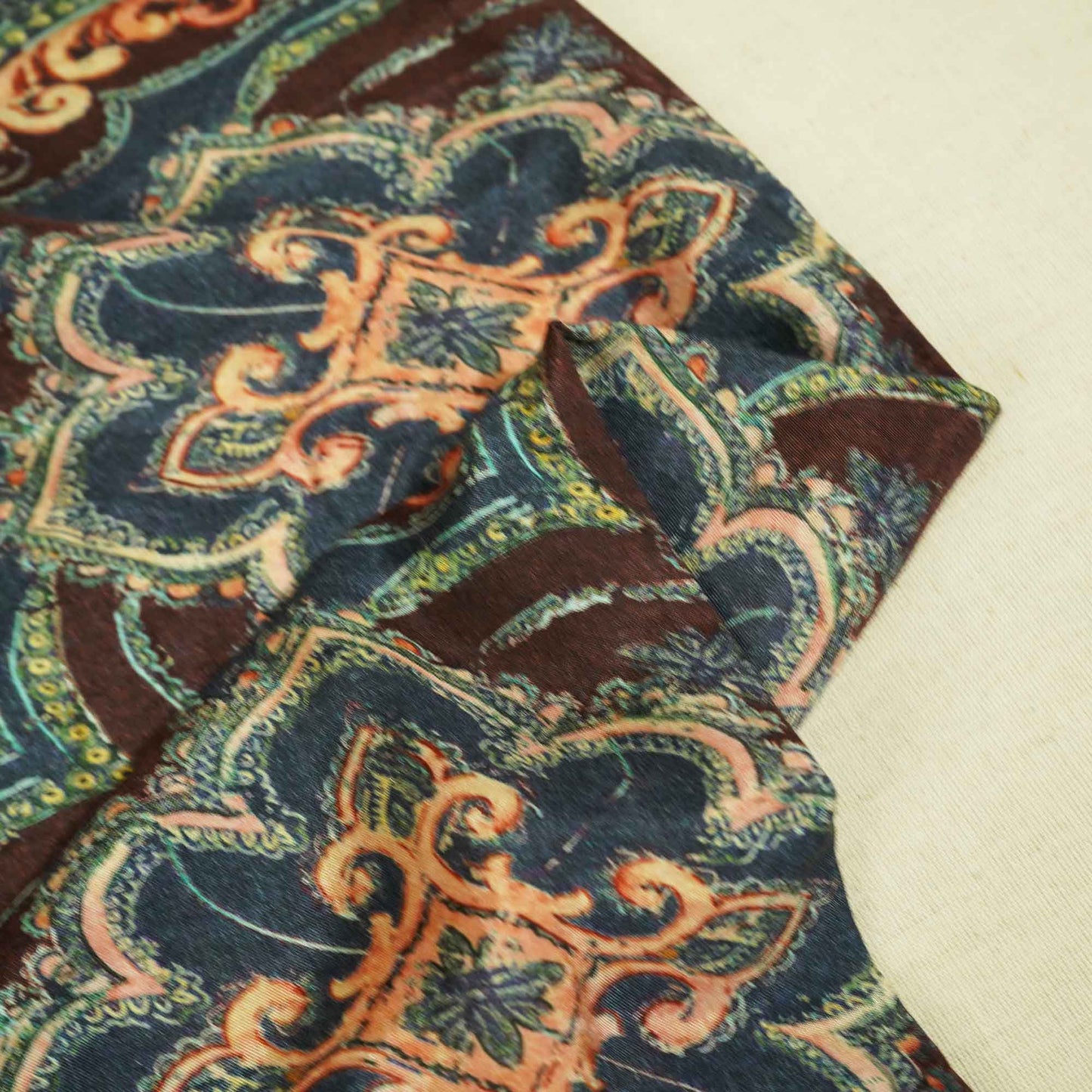 Blue Multicolor Traditional Border Print Muslin SSF-15726