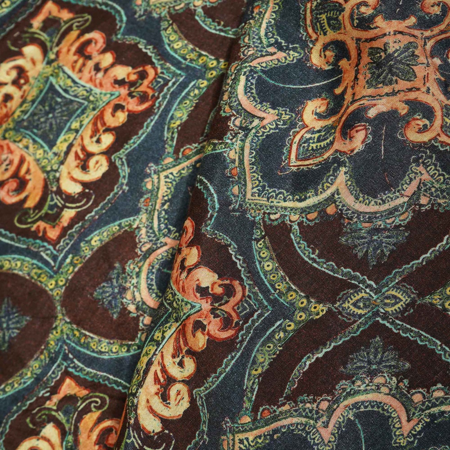 Blue Multicolor Traditional Border Print Muslin SSF-15726