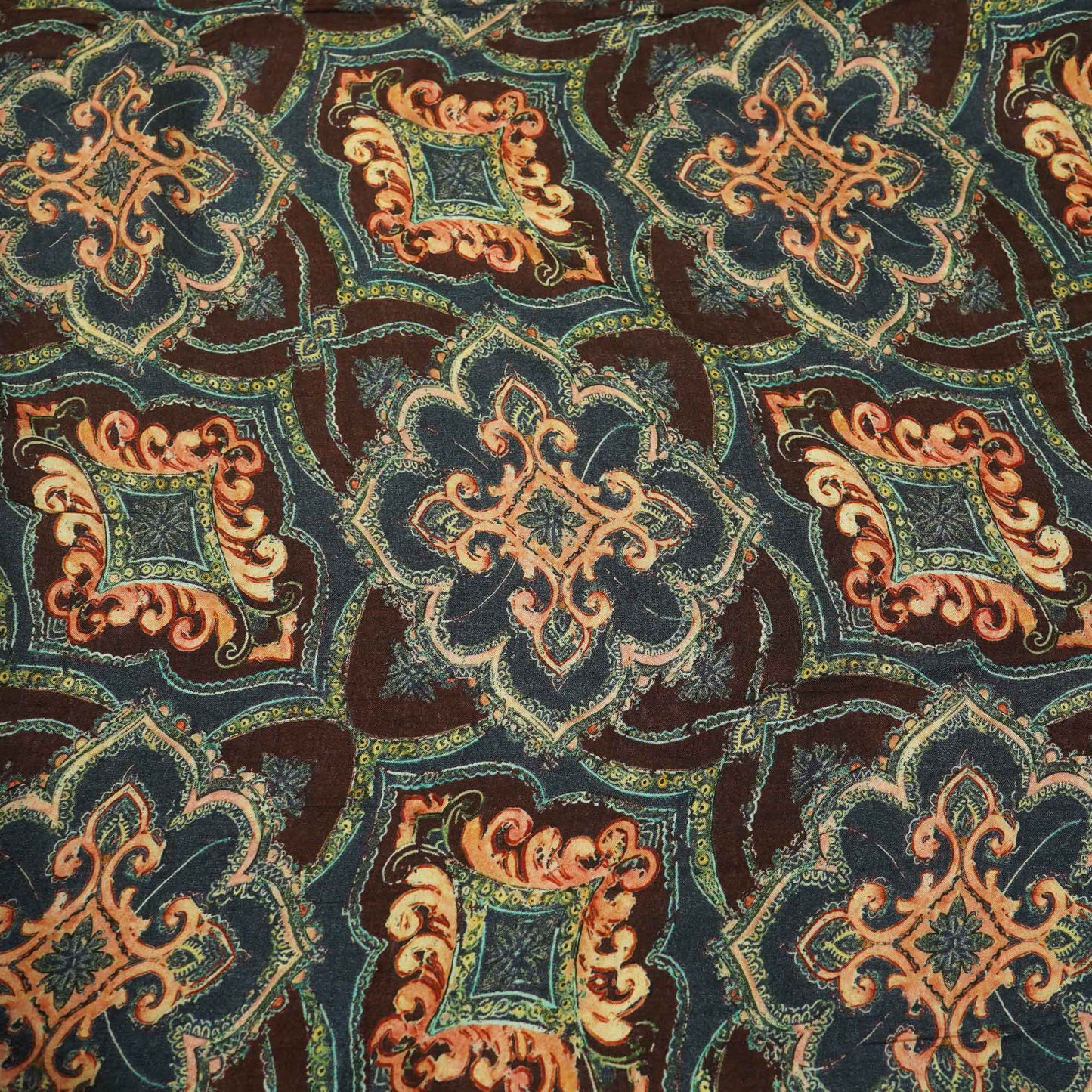Blue Multicolor Traditional Border Print Muslin SSF-15726