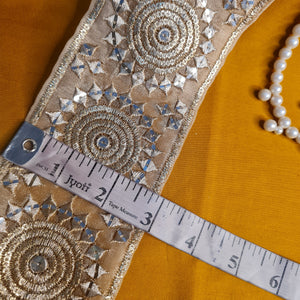 Premium Gold Zari Mirror Sequins Embroidery Lace