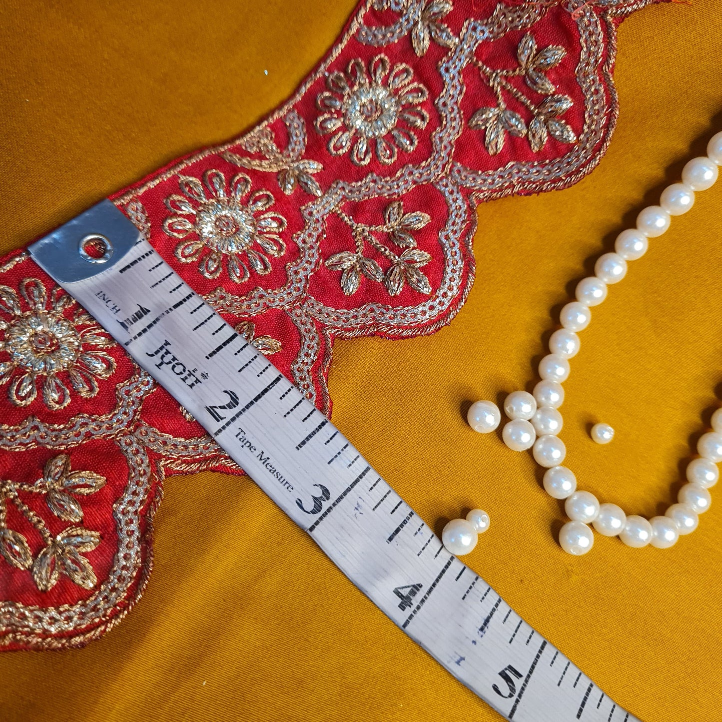 Premium Red Traditional Zari Embroidery Lace