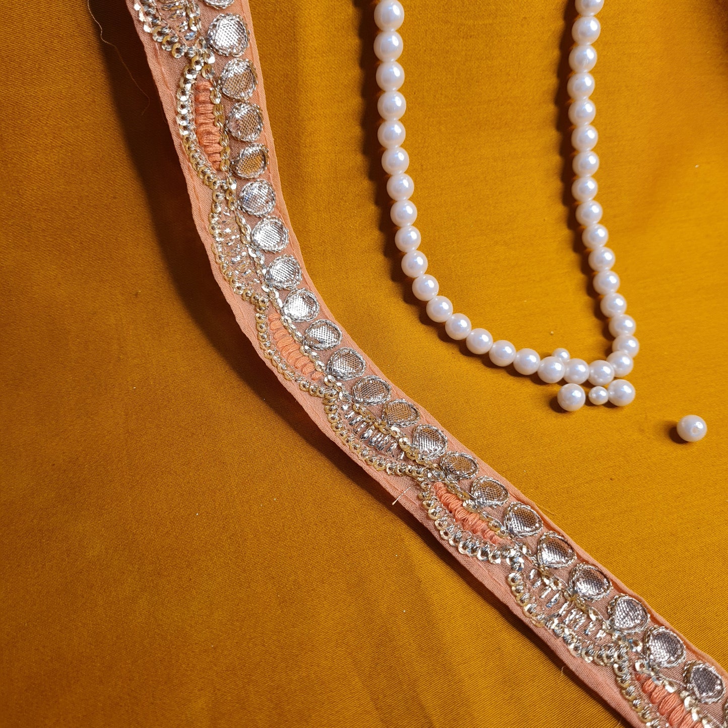 Premium Orange Gota Patti Embroidery Lace