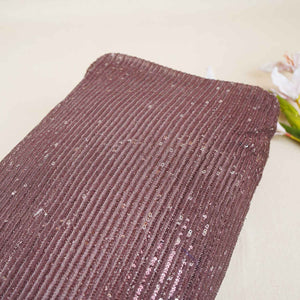 Dark Brown Ombre Sequins Embroidery Power Net Fabric - TradeUNO