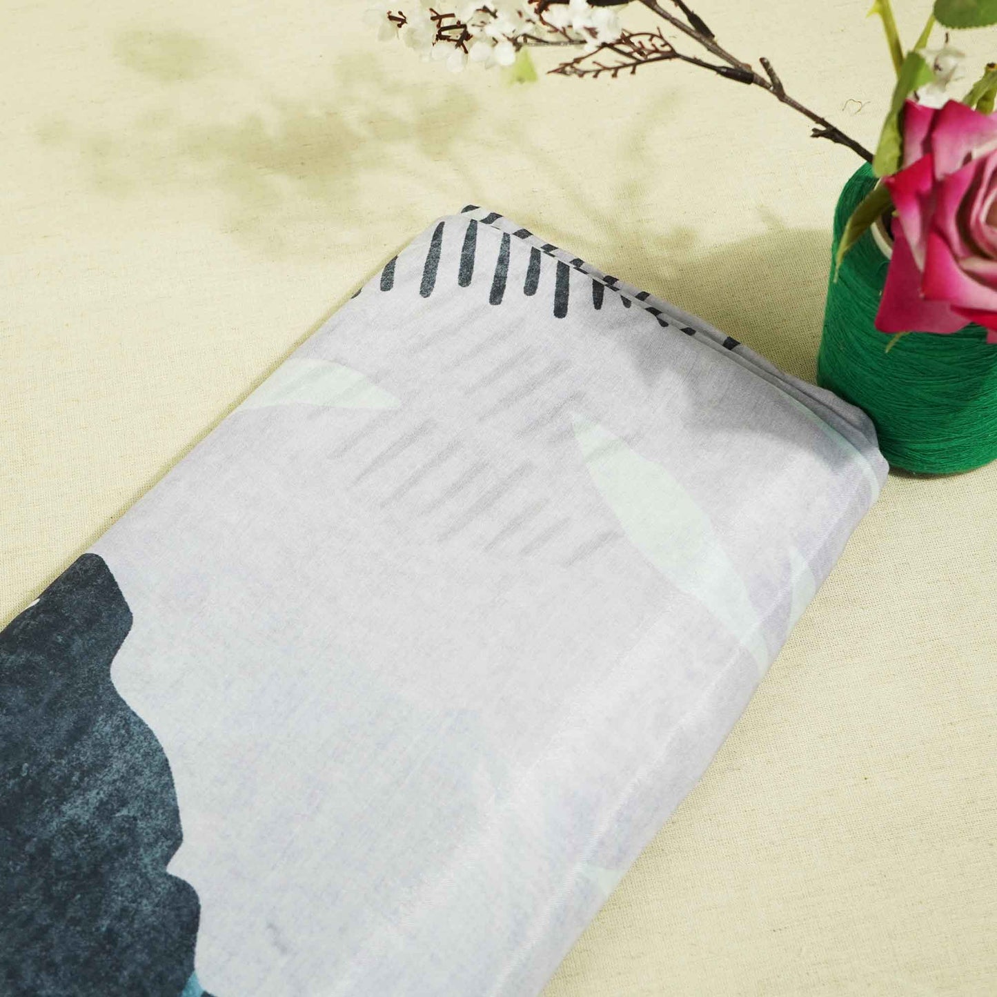 Blue Abstract Print Muslin SSF-16180