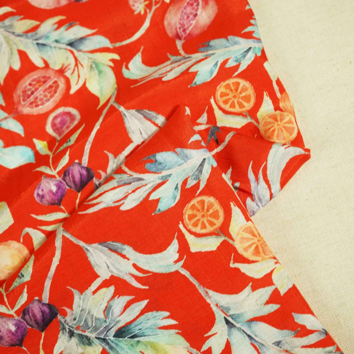 Red Tropical Print Muslin SSF-16193