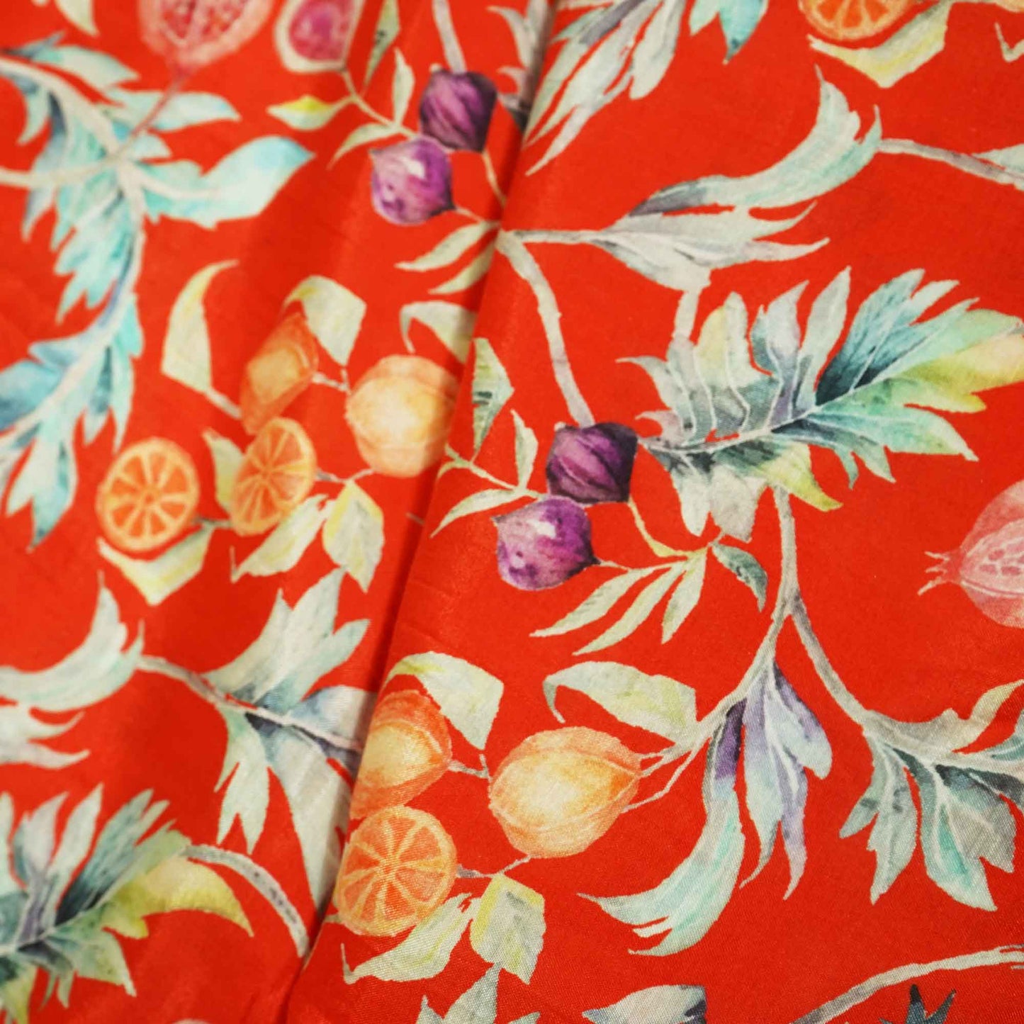 Red Tropical Print Muslin SSF-16193