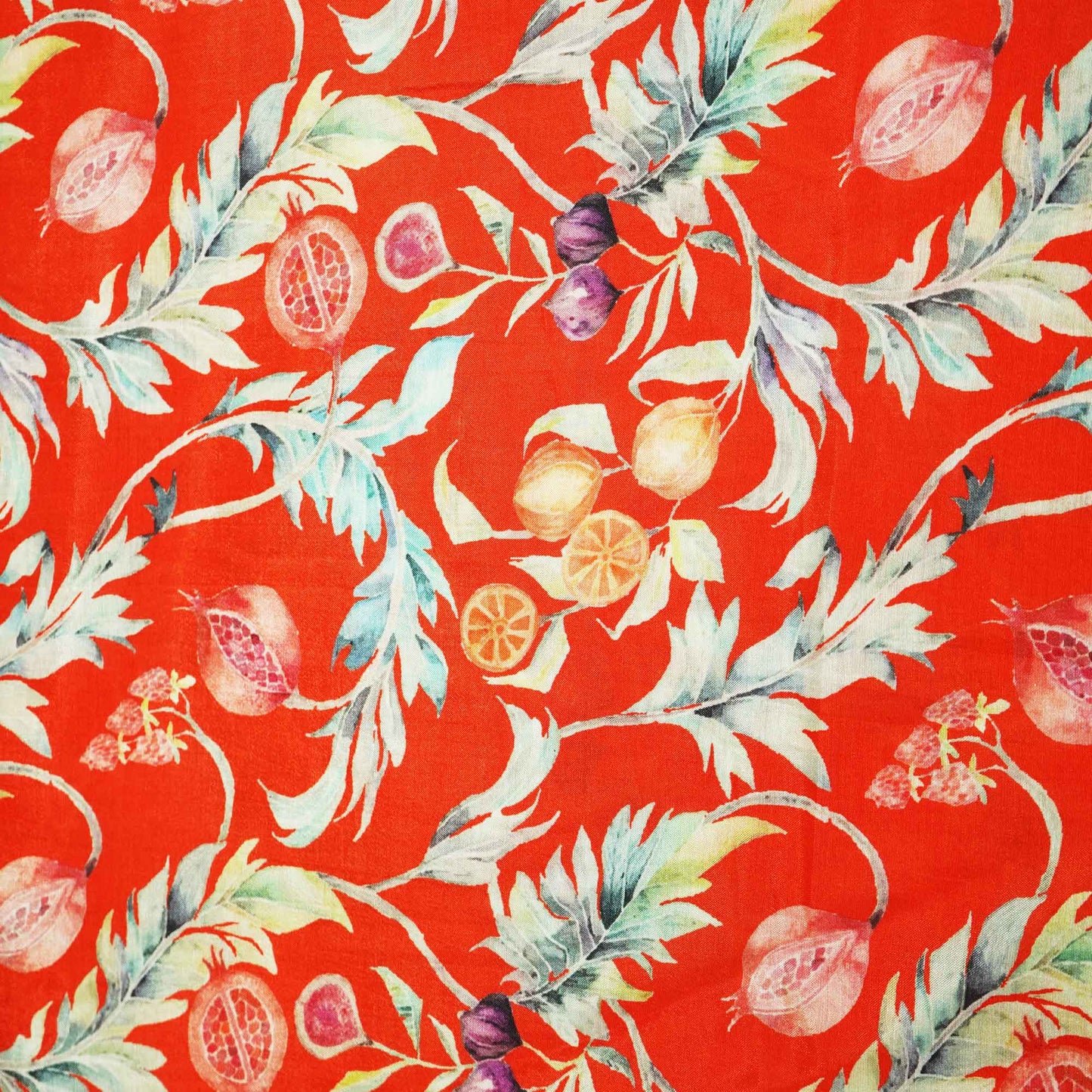 Red Tropical Print Muslin SSF-16193