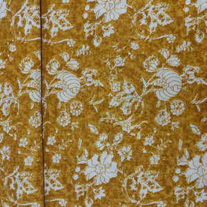 Yellow Flower Print Cotton Satin 16216