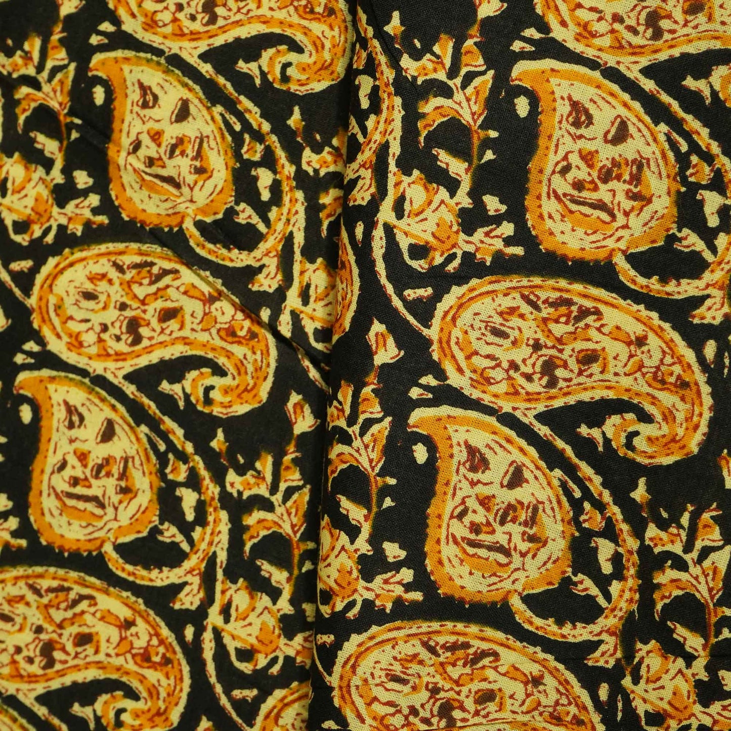 Black Yellow Paisley Print Cotton SGF-16234
