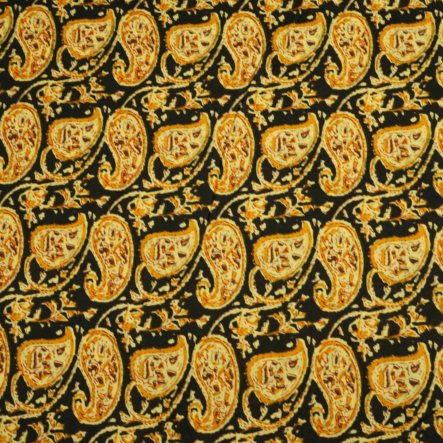 Black Yellow Paisley Print Cotton SGF-16234