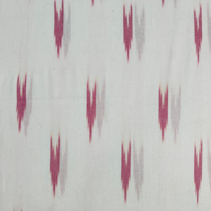 White Pink Ikkat Print Cotton Fabric