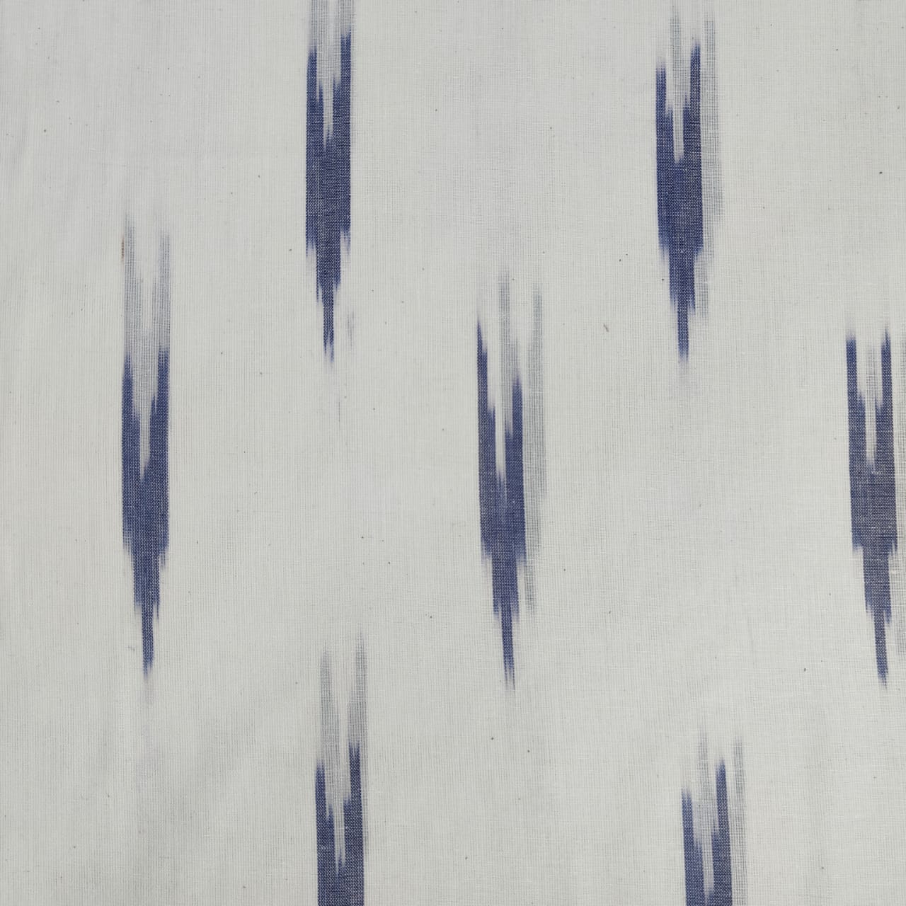 White Blue Ikkat Print Cotton Fabric
