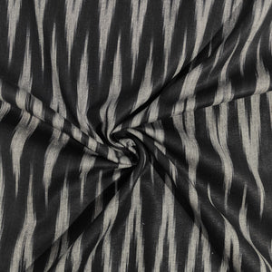 Black Grey Ikkat Print Cotton Fabric