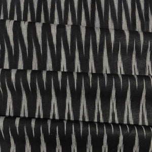 Black Grey Ikkat Print Cotton Fabric